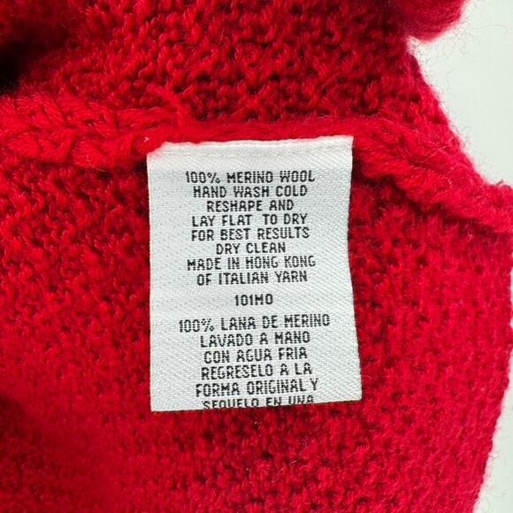 Eileen Fisher Merino Wool Open Front Cardigan Sz L Red Woven Knit - Picture 5 of 6